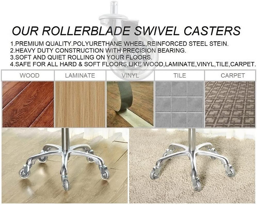 Kaleurrier Rolling Stool with Back Rest: Swivel Chair Adjustable Height