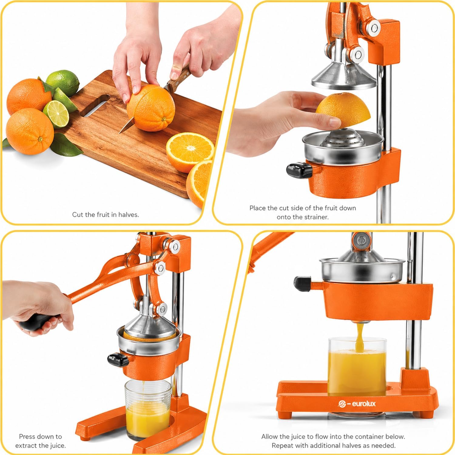 Eurolux Ultra-Premium Cast Iron Juicer | Extra-Large, Heavy Duty, Commercial Grade