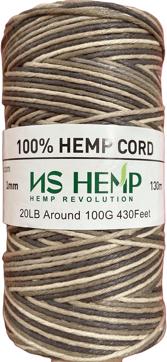 【 NS HEMP 】 Sustainable Hemp Twine Hemp Cord for Jewelry Making, Hemp Cord 1mm 130 Meters (026 RAW)