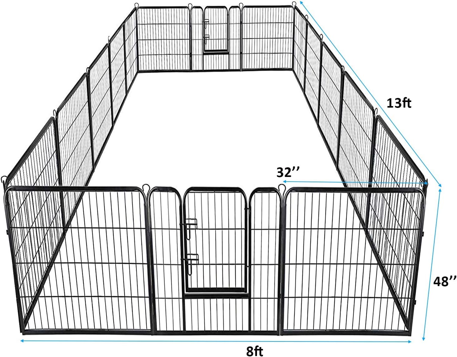 S AFSTAR 16 Panels Metal Dog Playpen, 48" Height Dog Fence Exercise Pen with Doors for Large Medium Small Dogs Rabbits Cats, Foldable Pet Puppy Playpen for Indoor & Outdoor Yard (Black)