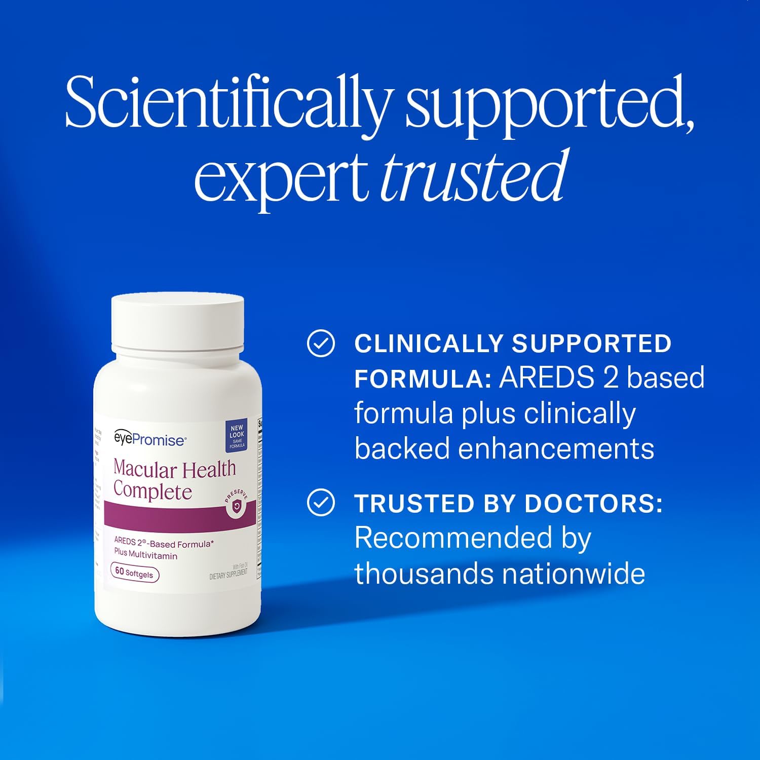 EyePromise Macular Health Eye Vitamins with Multivitamin, 60 Softgels | Eye Health Supplements for Macular Support with Omega 3, Fish Oil