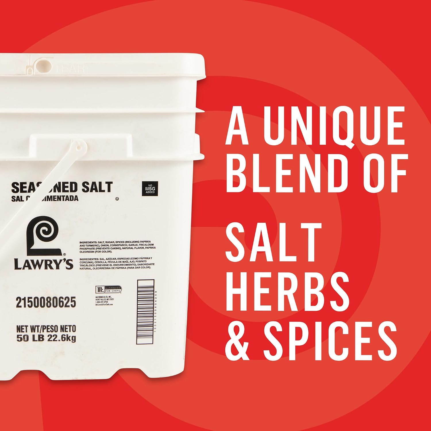 Lawrys Seasoned Salt, 5 lb - One 5 Pound Container of All-Purpose Seasoned Salt Made With Perfect Blend of Salt, Garlic, Turmeric, Celery, Paprika and Other Spices