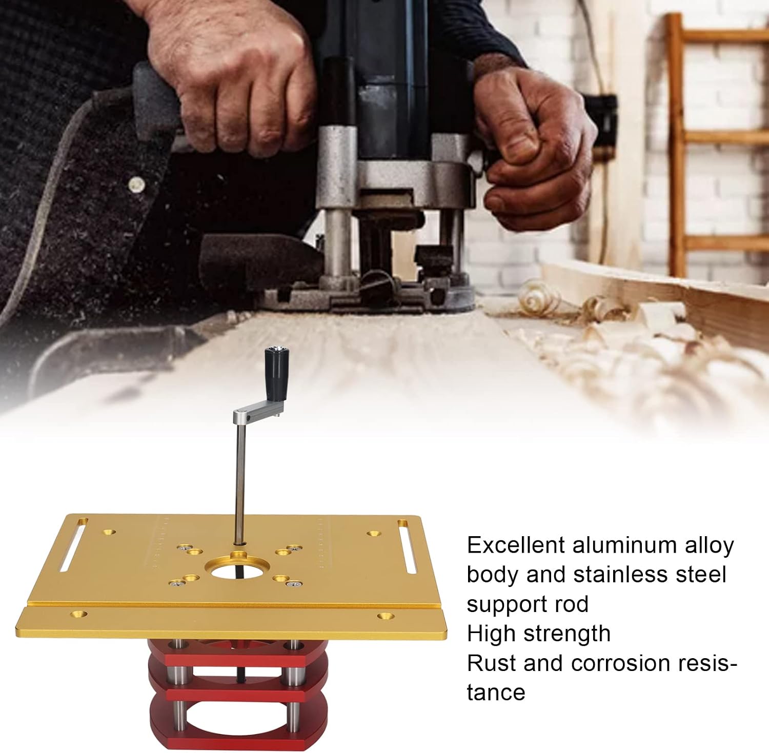 Kreg Router Table Lift Compatible, Aluminum Alloy Manual Router System Kit with Crank Handle for Easy Adjustment, Ideal for Small Trimming Machines Silver