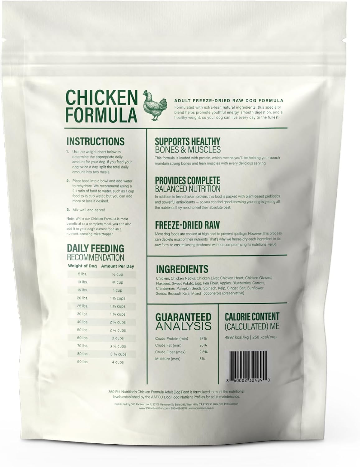 360 Pet Nutrition Freeze-Dried Raw Dog Food – Multi-Protein with Beef, Chicken, Fish, Liver & Organs