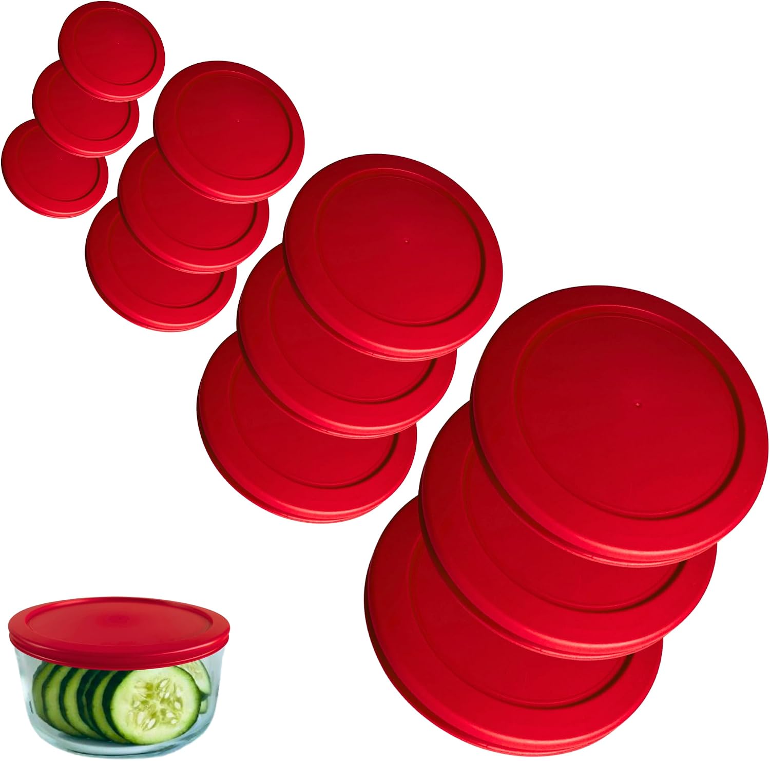 1, 2, 4 & 7 Cup Green, Orange, Blue, Red Replacement Lids/Covers for Pyrex