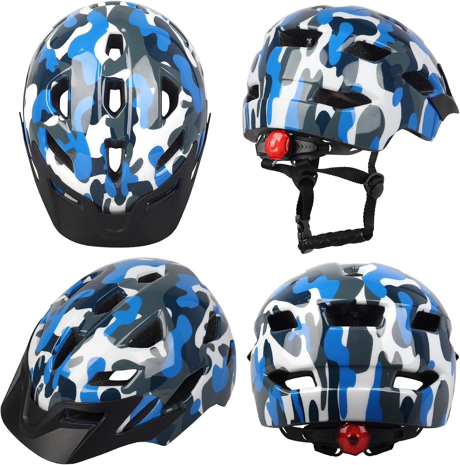 Kids Bike Helmet with LED Light for Youth Teen Toddler Boys Girls