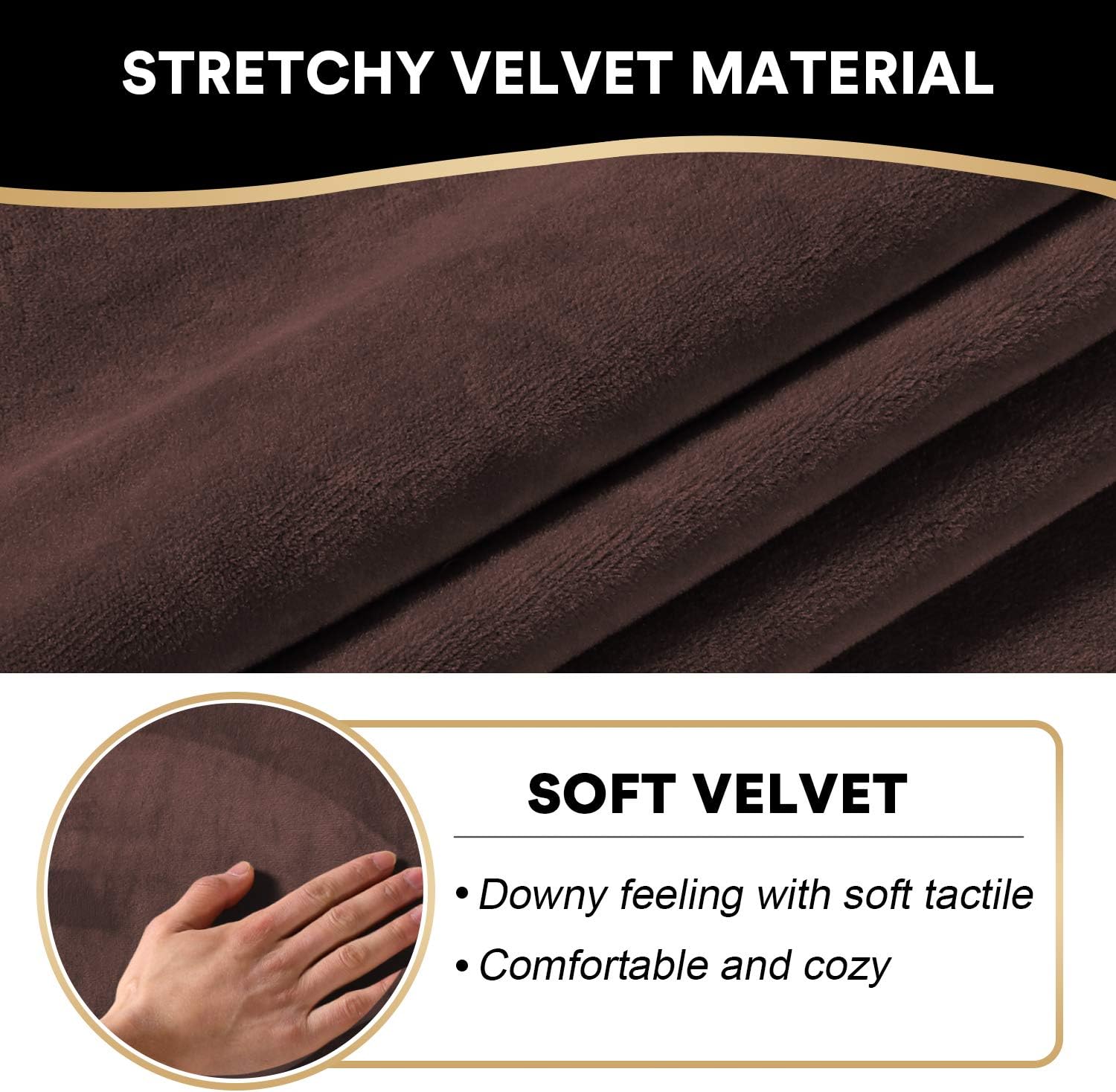 PrinceDeco Recliner Chair Cover Velvet Stretch Recliner Couch Covers 4-Pieces Style Recliner Chair Covers Recliner Cover for Reclining Chair