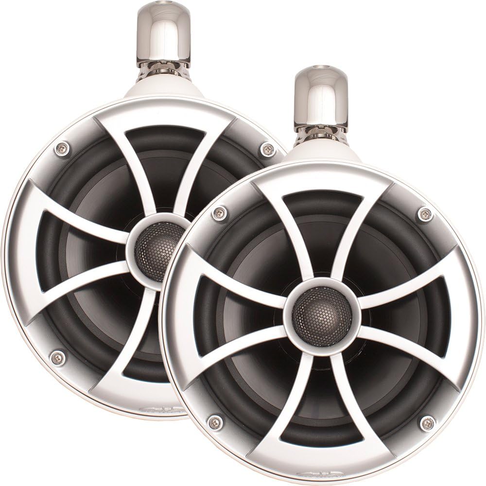Wet Sounds 2 ICON 8" White Swivel Clamp Tower Speakers- Pair White (Renewed)