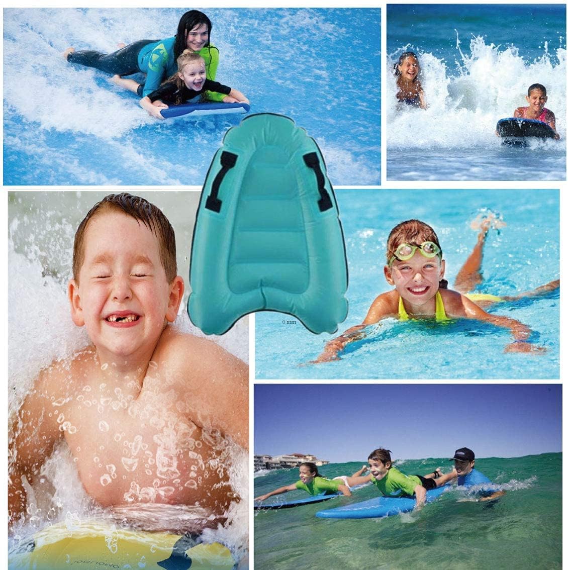 Inflatable Boogy Boards for Beach Travel Toys, 30” Cavas Slip Slide Water Park Body Surfing Board with Handles