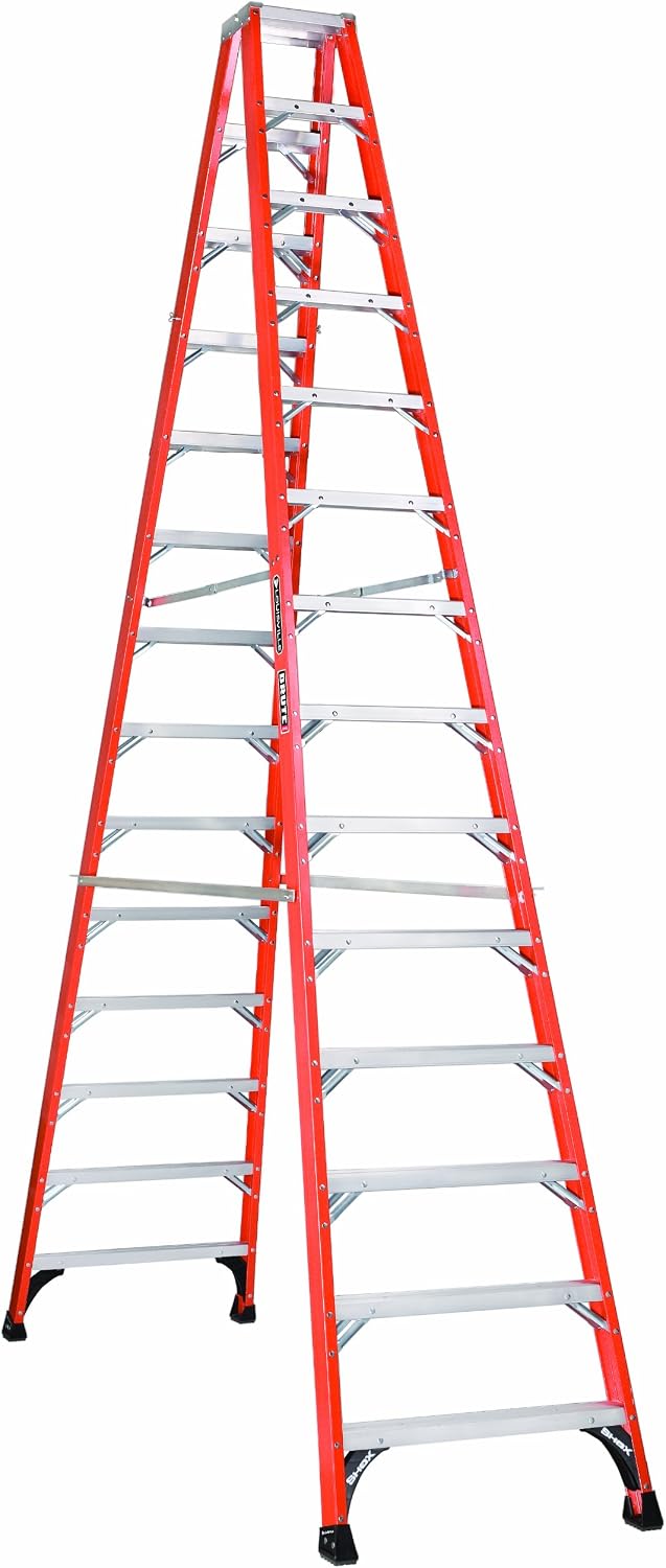 Louisville Ladder 14-Foot Fiberglass Twin Front Step Ladder, 375-Pound Load Capacity, Type IAA, FM1414HD