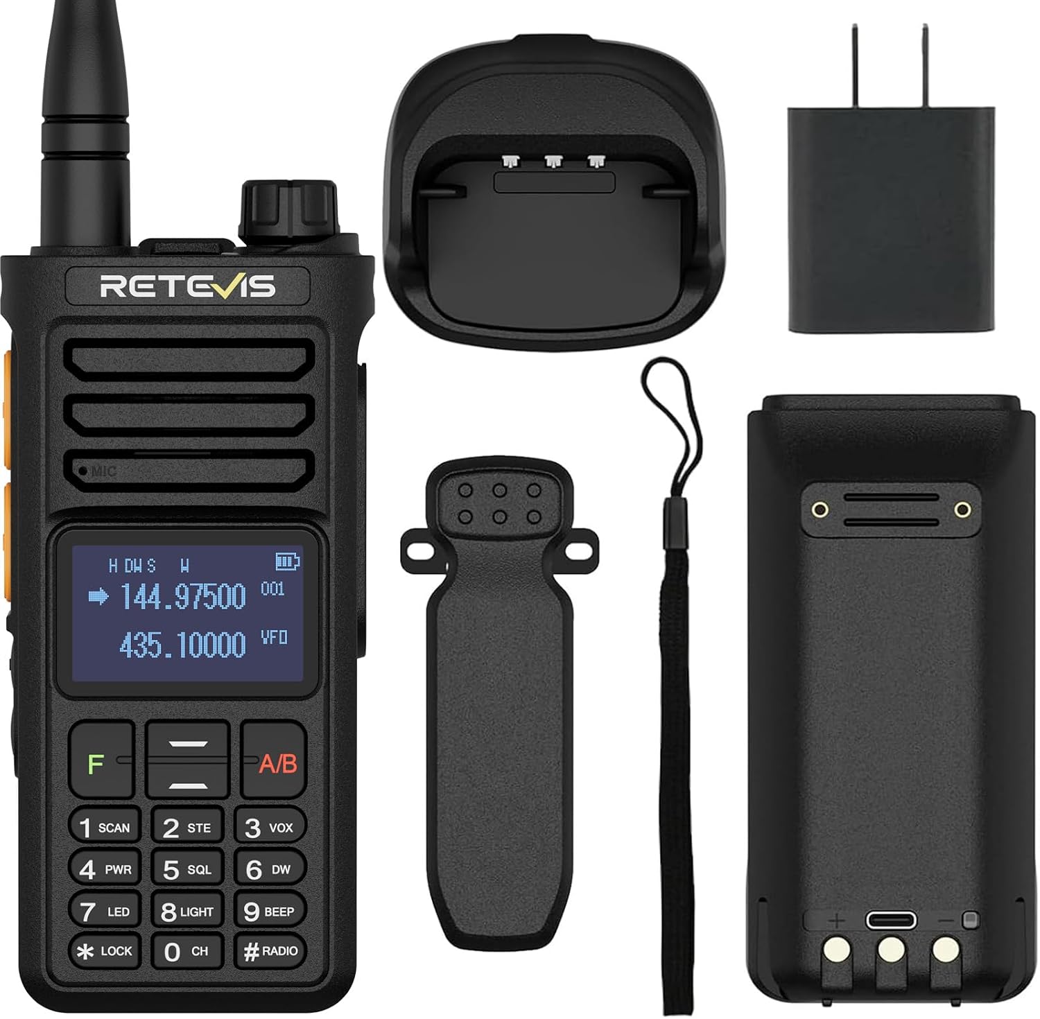 Retevis RA89R Ham Radio with Cross-Band Repeater, Long Range Radio | for Emergency, Survival, with APP Setting, Dual Band, High Power, IP54, Handheld, Long Range, 2800mAh USB-C Rechargeable