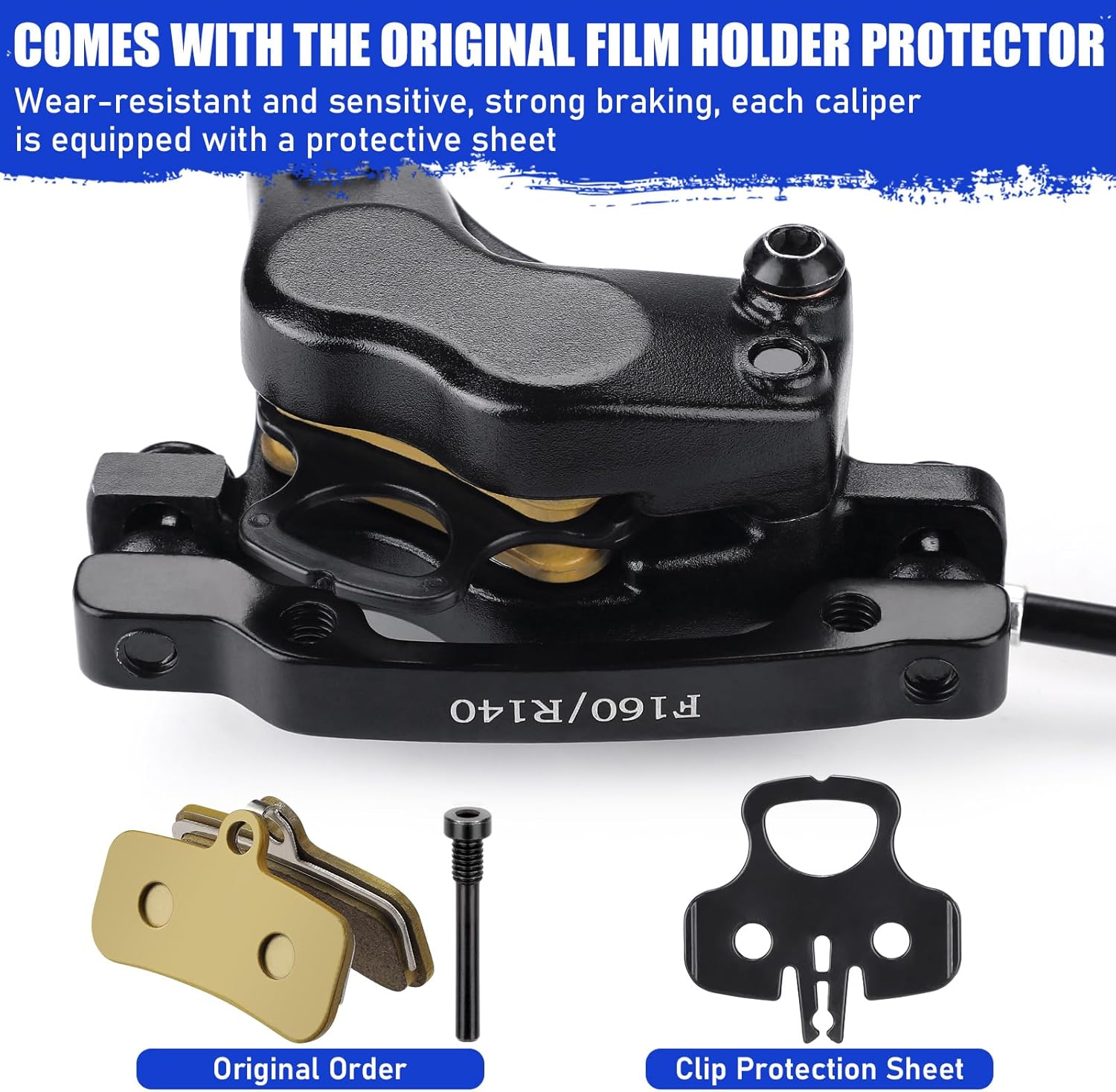 TOBWOLF MTB Cable Disc Brake Kit, Front Rear Calipers with 160mm Rotors