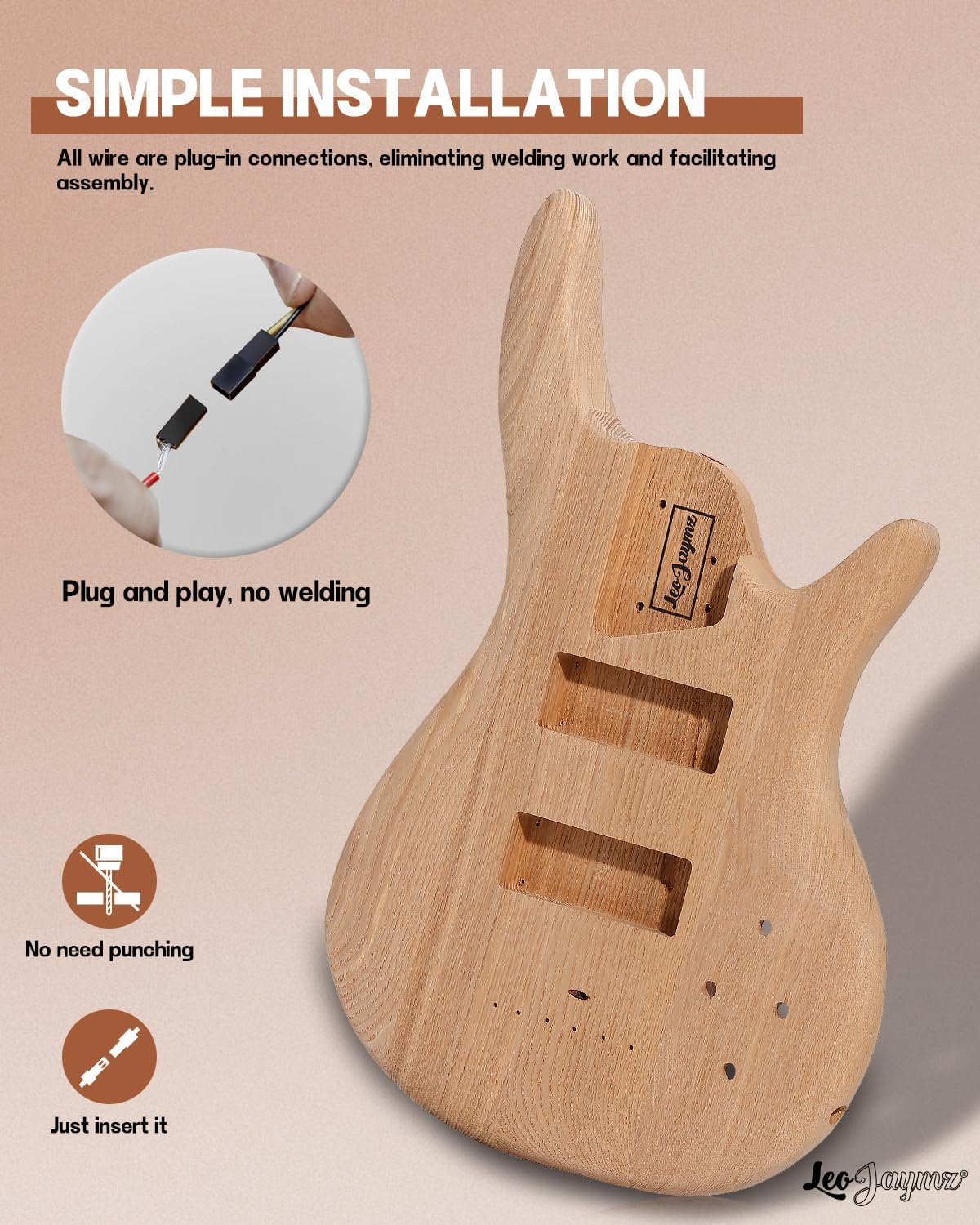 Leo Jaymz DIY Electric Bass Guitar Kit Mahogany Body Maple Neck (AX)