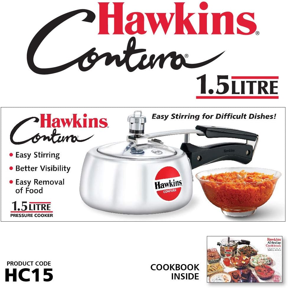 Hawkins 3.5 Litre Contura Pressure Cooker, Handi Inner Lid Cooker, Silver (HC35)