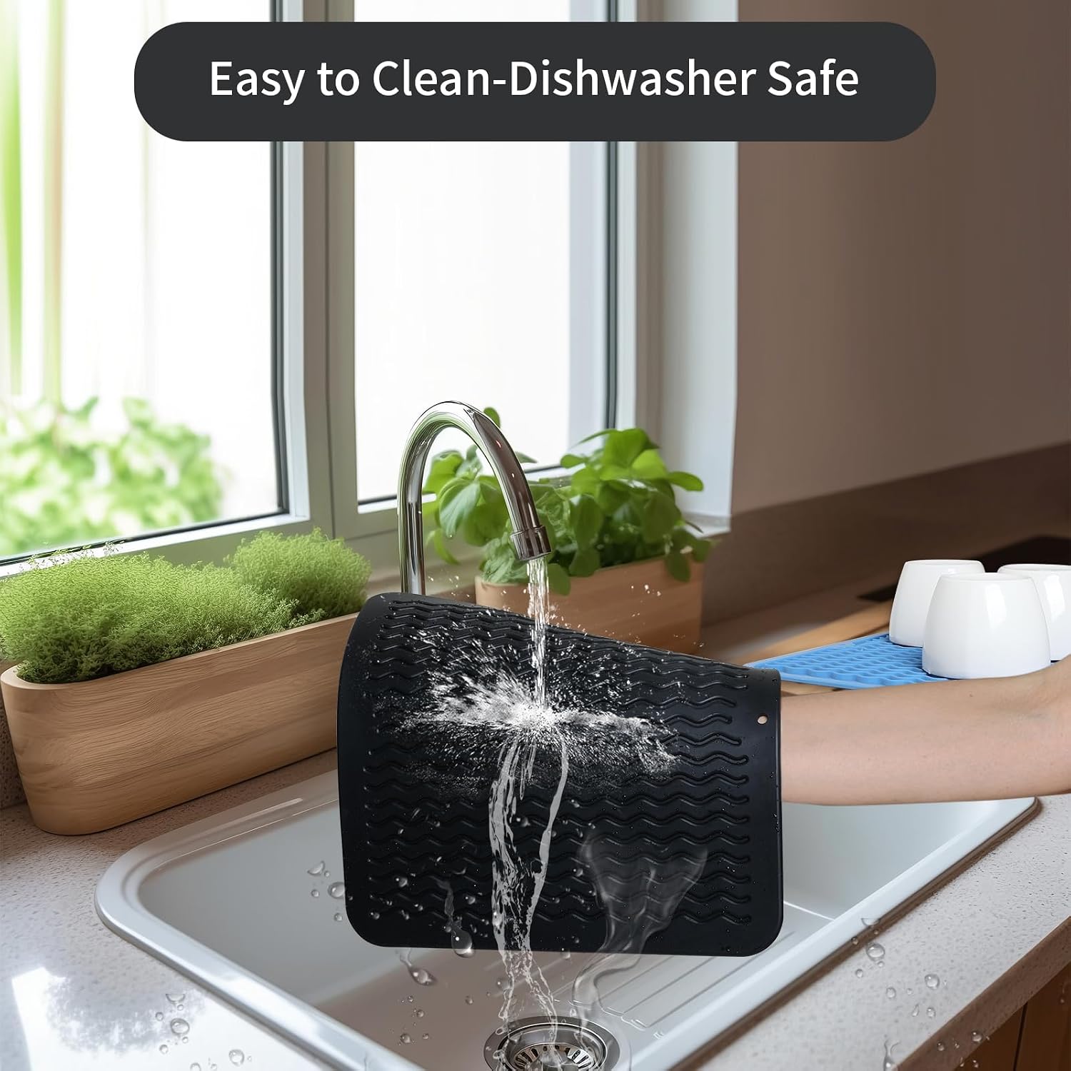 ZLR Silicone Dish Drying Mat for Kitchen Counter, Eco-Friendly Fast Dry Dish Mat, Easy Clean Multi Usage Drying Matt, Heat Resistant Trivet