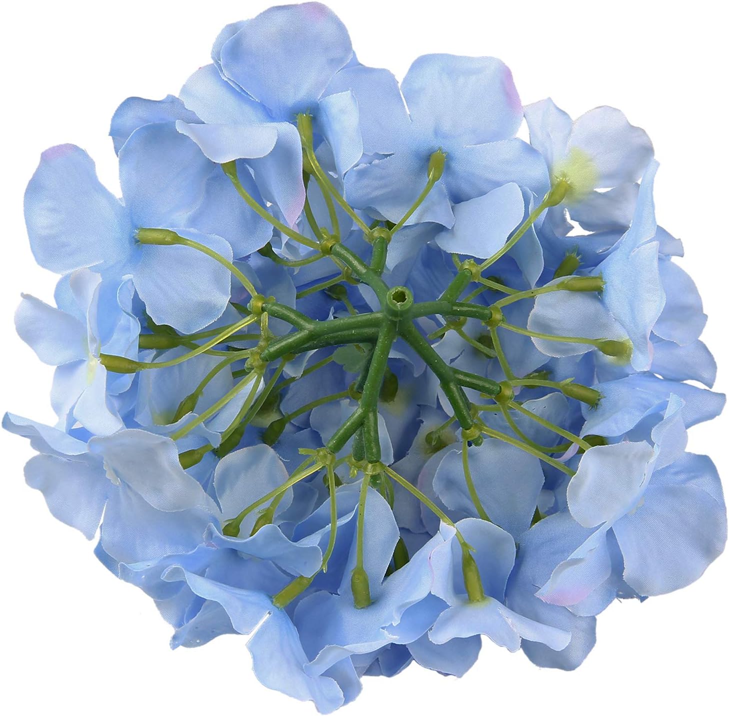 Silk Hydrangea Heads Artificial Flowers Heads with Stems for Home Wedding Decor,Pack of 10 (White)