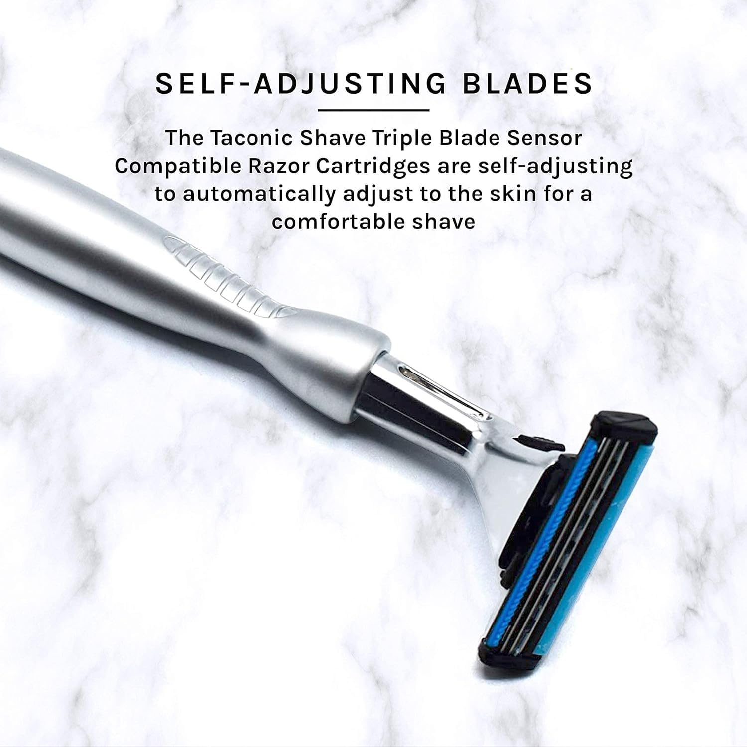 Taconic Heavyweight Sensor-Compatible Triple Blade Pivot Razor | Heavyweight Pivoting Handle Accepts Sensor And Sensor Excel Cartridges And Includes