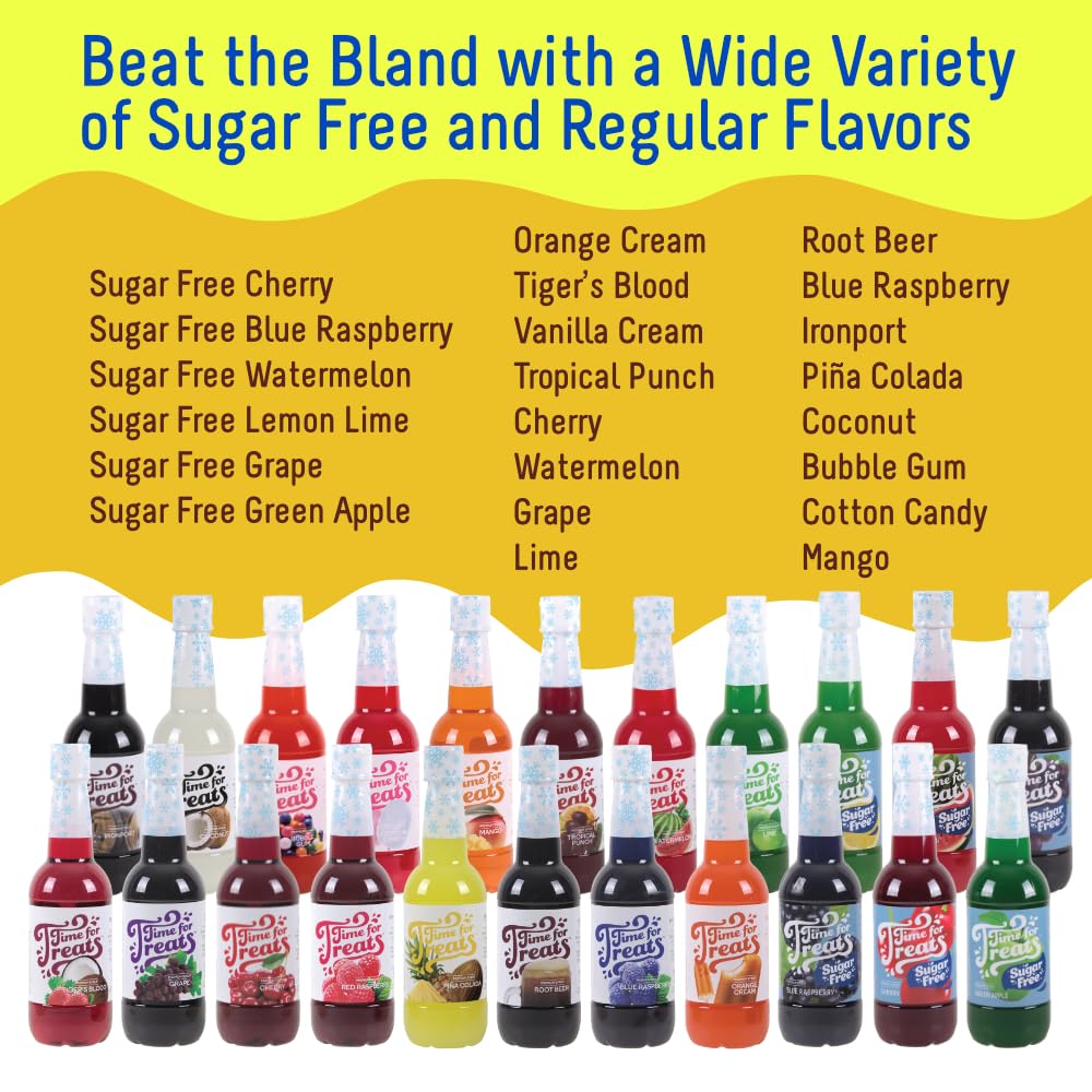 Time For Treats 3-Pack Tropical Punch, Watermelon, Lime Syrup 16.9 Fluid Ounce Per Bottle for Snow Cones, Homemade Sodas, Cocktails, Coffee, Baking and More