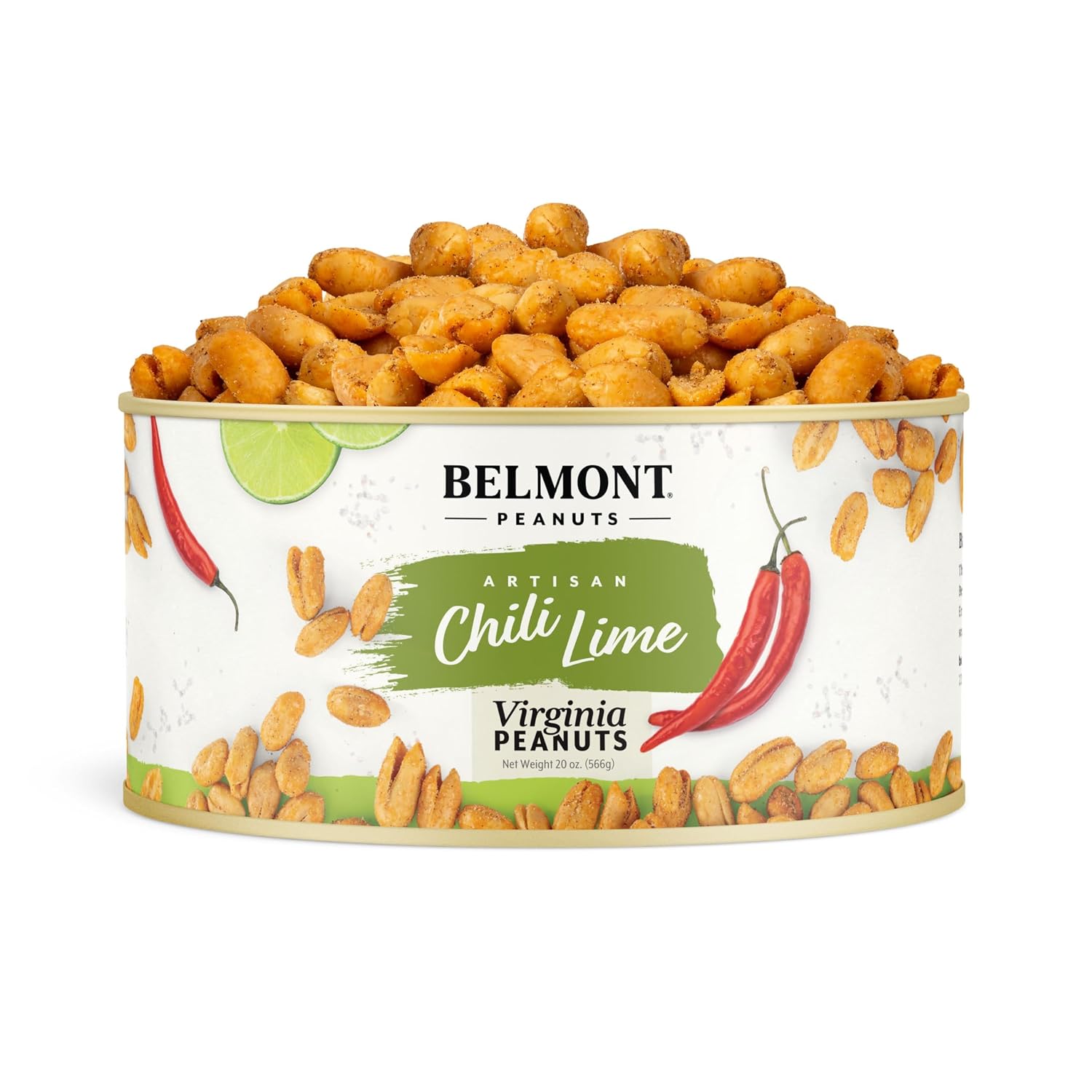 Belmont Peanuts Gourmet Sea-Salted Virginia Peanuts, 20 oz (1 Pack) – Only 3 Simple Ingredients, No Preservatives, 7g Protein – A Premium, Salty, Crunchy, Hand Seasoned Snack