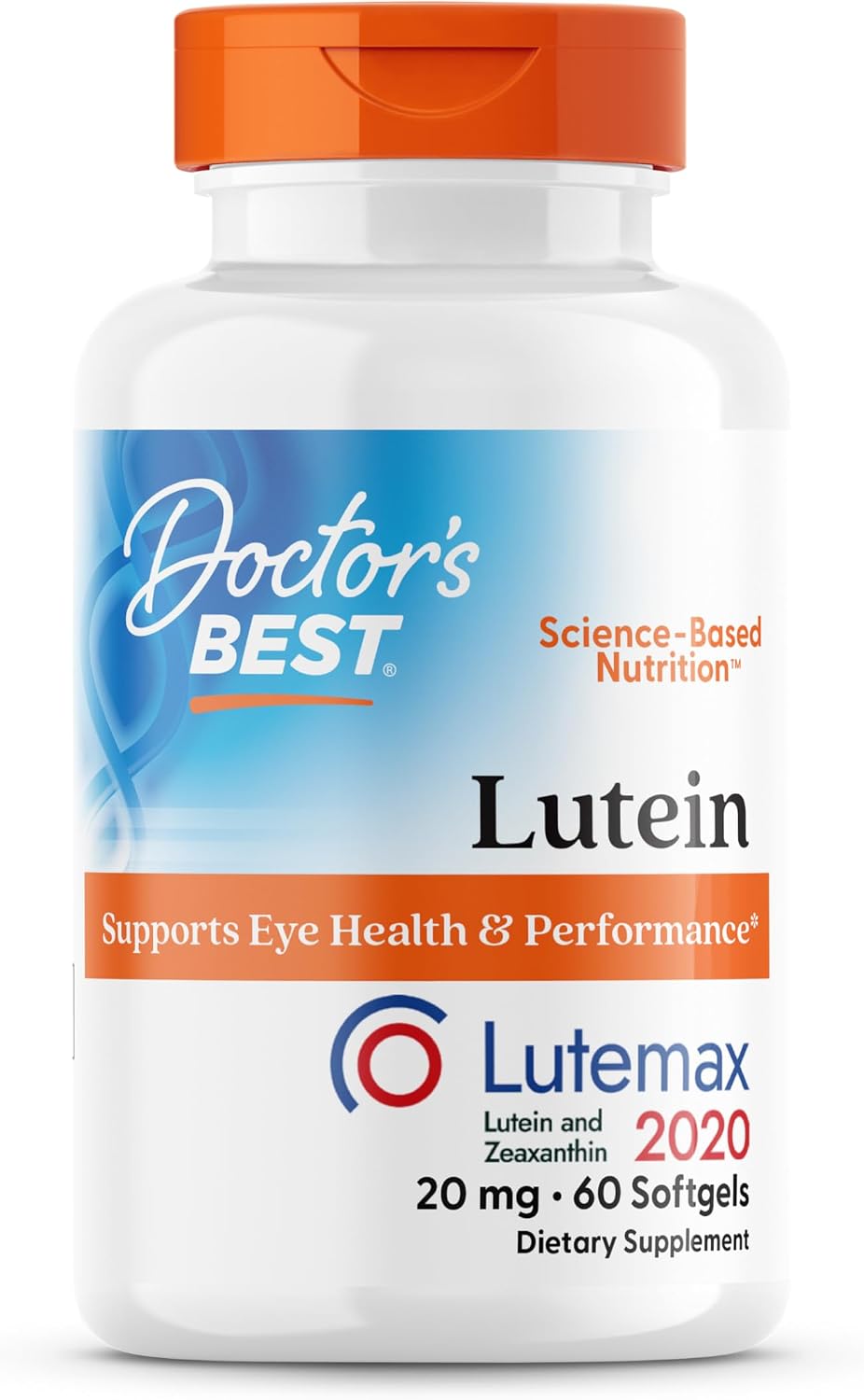 Doctor's Best Lutein Supplement 20mg with Zeaxanthin - Lutein for Eyes, Eye Health Vitamins for Men & Women, Vision and Macular Health Support, Lutemax 2020 Marigold Flower Extract - 180 Softgels