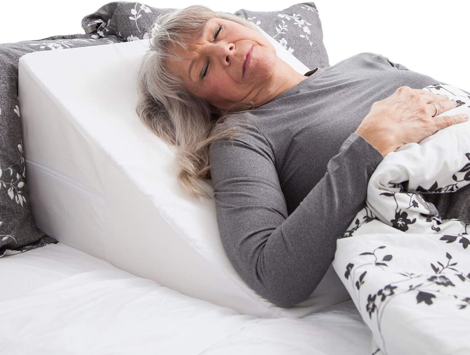 DMI Bed Wedge Pillow and Triangle Wedge with Elevated Incline for Neck Pain, Headaches, Shoulders, Back Pain, Foot Support, Knee Pain or Restless Leg Syndrome, 24x24x12 inches, White (Pack of 1)