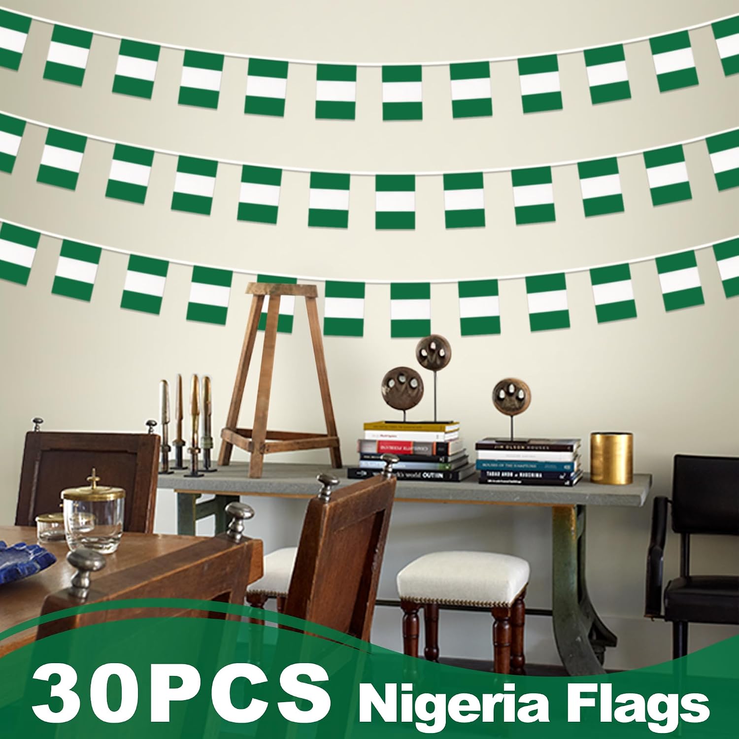 Nicaragua String Flag Pennant Banner, Small Mini Nicaraguan Flags Bunting Banner, National Country Decoration for School, Party, Sports Events, Patriotic Festival, 33 Feet 30 Flags