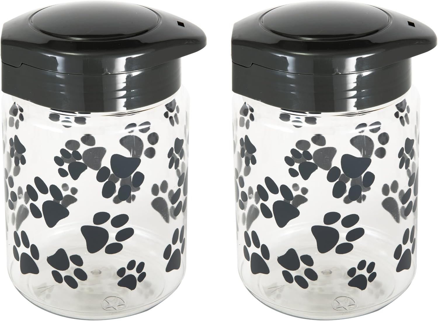 Lixit® Dog Treat Plastic Jar - Airtight Food and Treat Storage Jars for Dogs, Cats, Small Animals and Birds - Made in USA (Paw Prints - Gray, 64 Ounce)