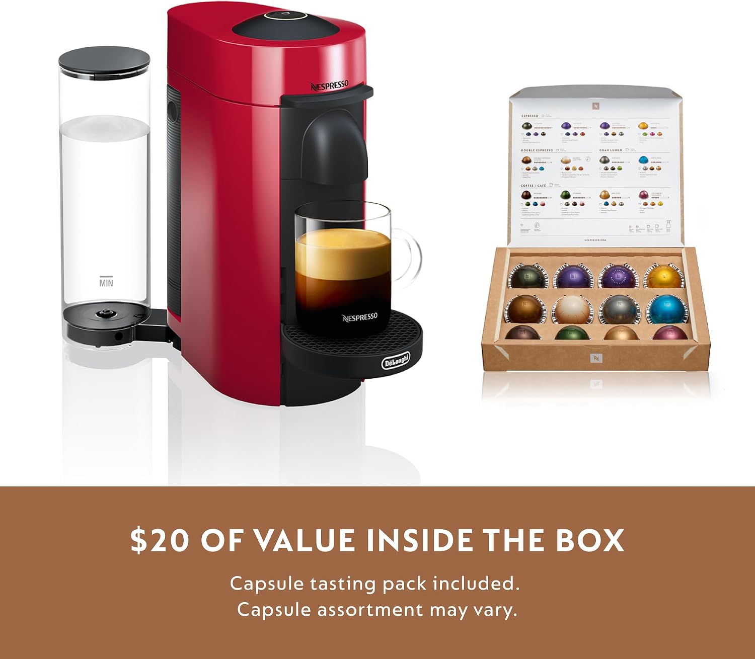 Nespresso Vertuo Plus Coffee & Espresso Maker by De'Longhi, Grey | Grey coffee machine that brews 4 cup sizes: 5 and 8 oz. coffee, plus single and double espresso, at the touch of a button.
