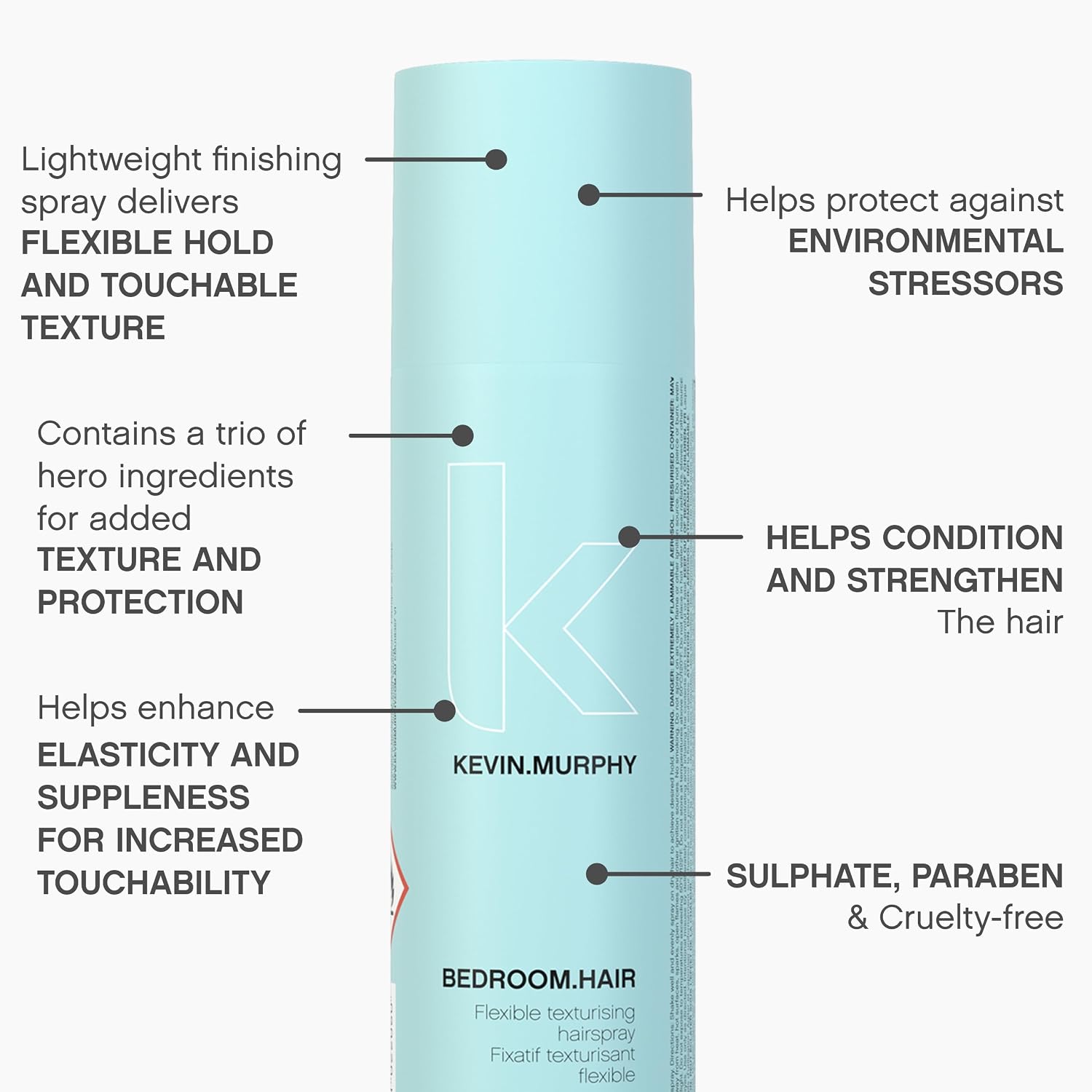 Kevin Murphy Bedroom Hair Flexible Texturising Hairspray, 7.9 Ounce