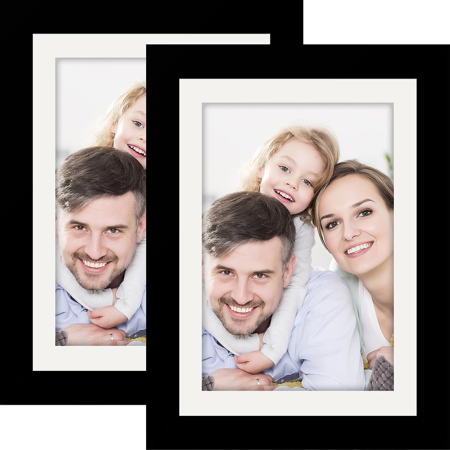 Picture Frames 8x8 2 Pack Made of Solid Wood Black for Wall Mounting and Tabletop Display