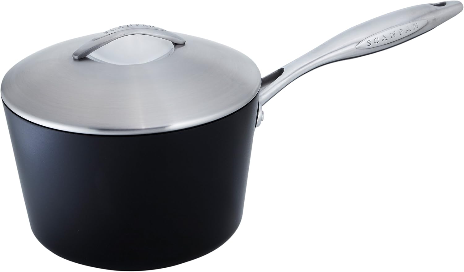 Scanpan Professional 2 qt Nonstick Saucepan with Lid - Compatible with All Cooktops, Induction Ready, Metal Utensil Safe, Oven Safe to 500°F, Dishwasher Safe