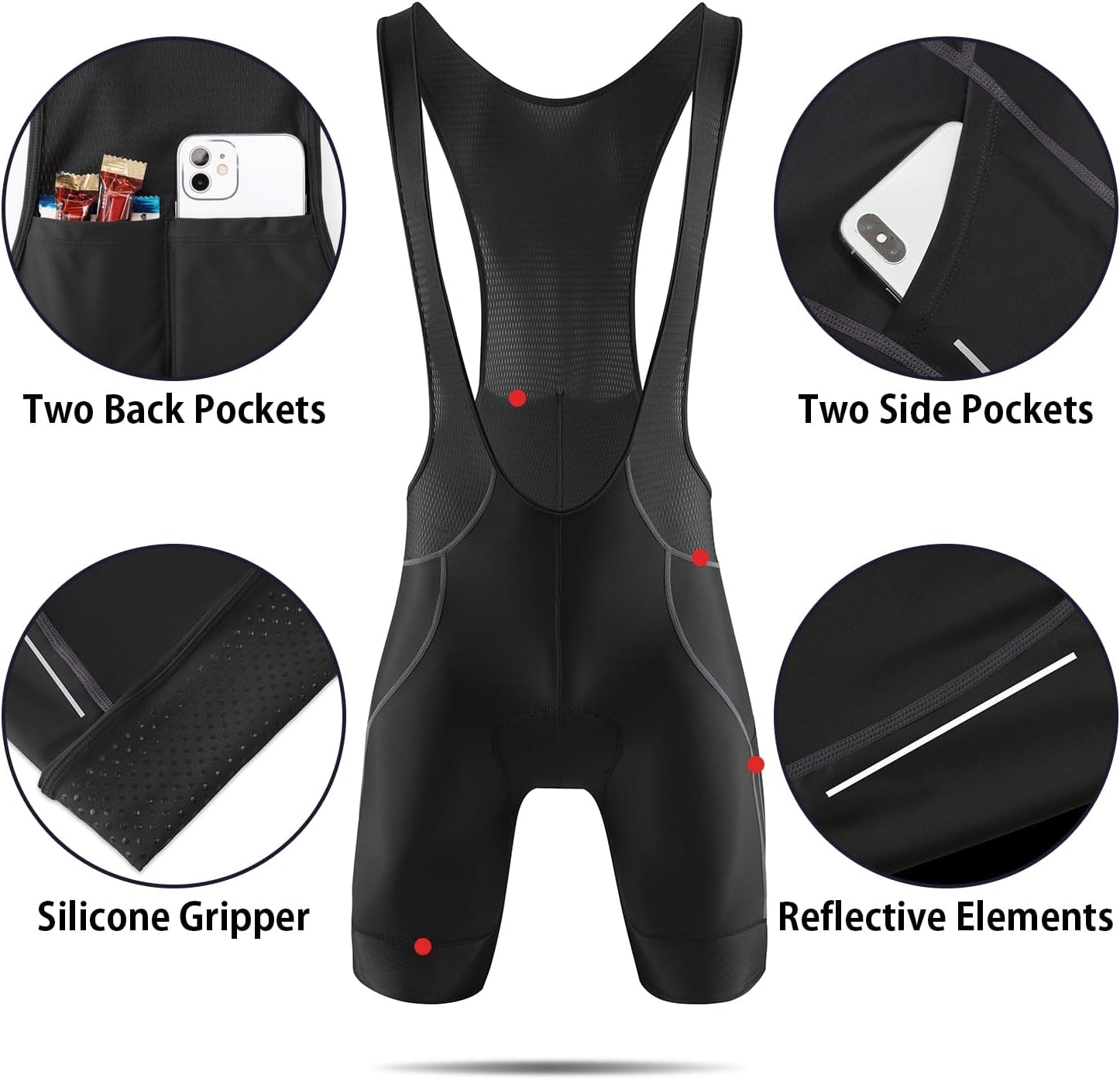 baleaf Mens 4D Padded Cycling Bib Shorts Bicycle Biking Bibs