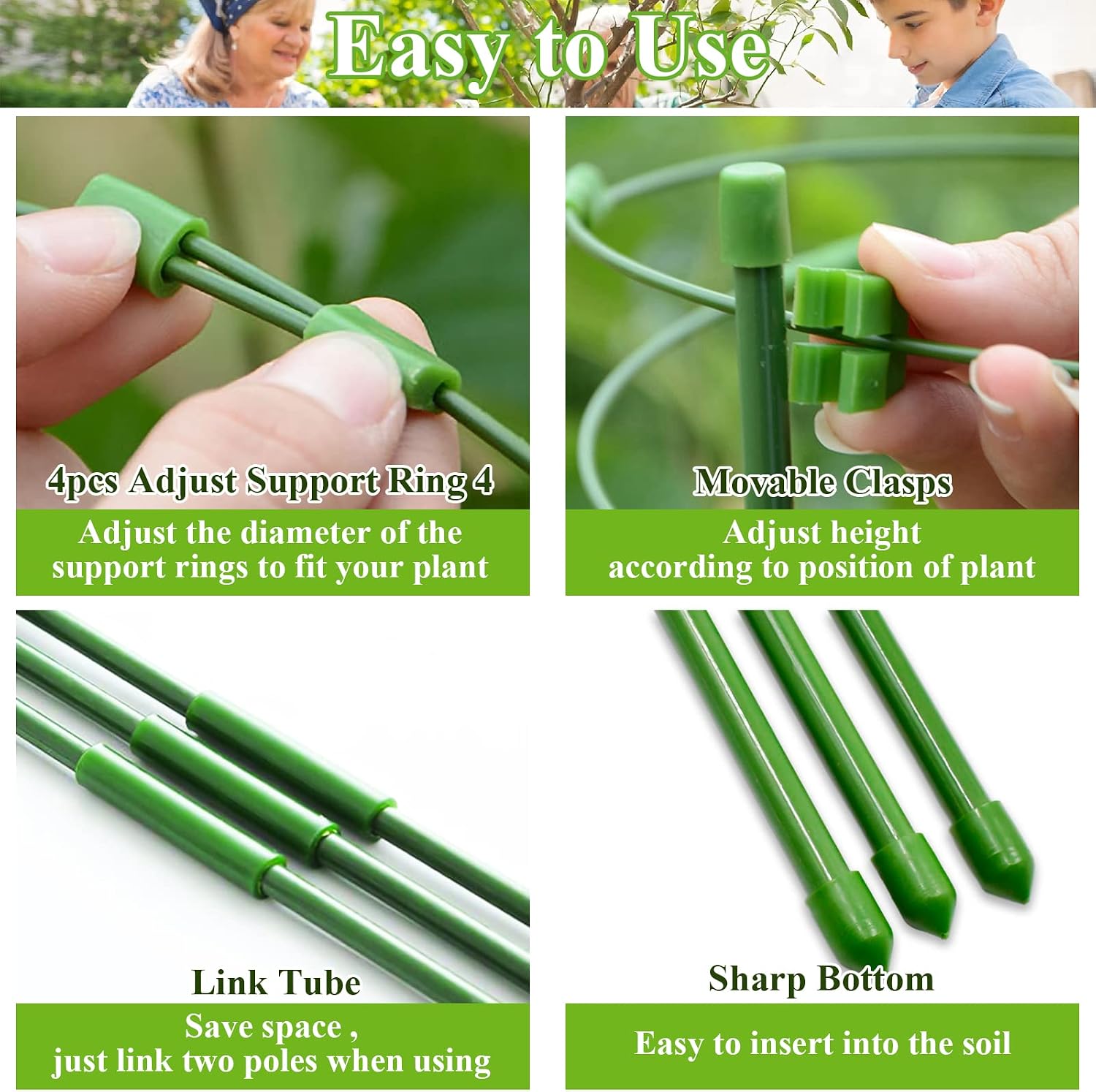 Legigo 3 Packs Plant Support Cages Tomato Cage for Garden- 18 Inch Adjustable Garden Cucumber Trellis Plant Stakes