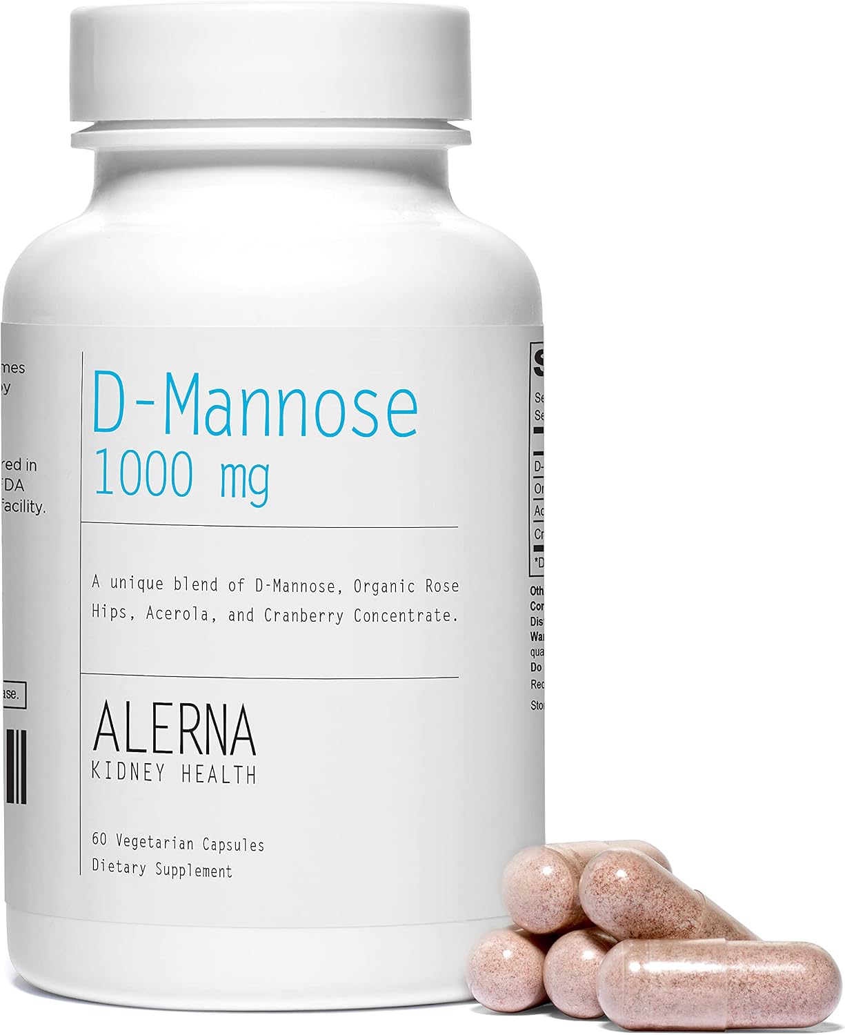 D-Mannose 1000 mg - Urinary Tract Health - with Cranberry Concentrate, Organic Rose Hips, Acerola Extract - 60 Vegetarian Capsules