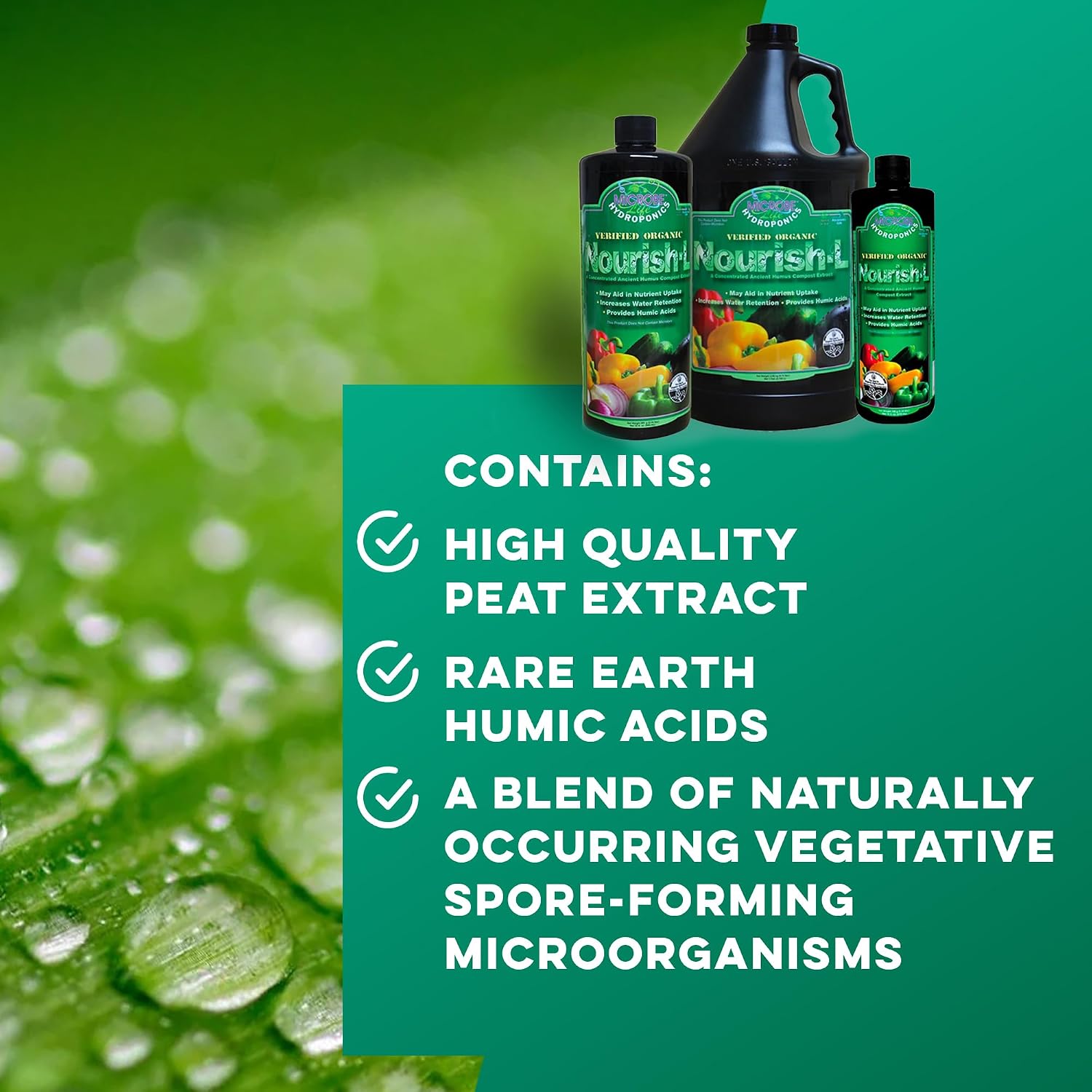 MICROBE LIFE HYDROPONICS Nourish-L Liquid Conditioner, Stimulator to Enhance Plant Nutrient Absorption for Fruits & Vegetables, Use with Any Feeding Systems Including Hydroponics or Soil, 16 Ounces