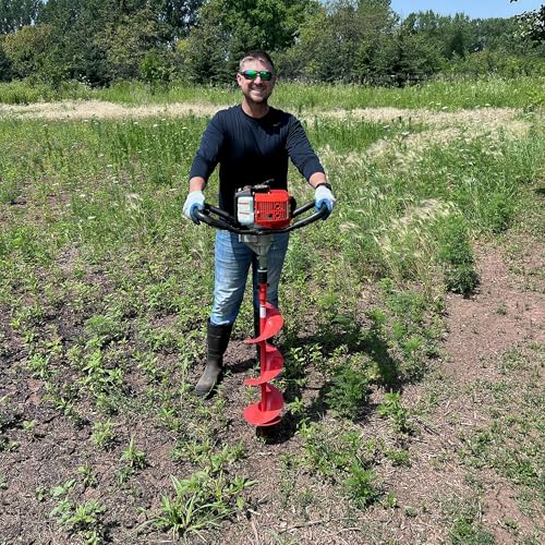 GardenTrax Earth Auger Combo 43cc 2-Cycle with 8'' Auger Bits Gas Powered Post Hole Digger