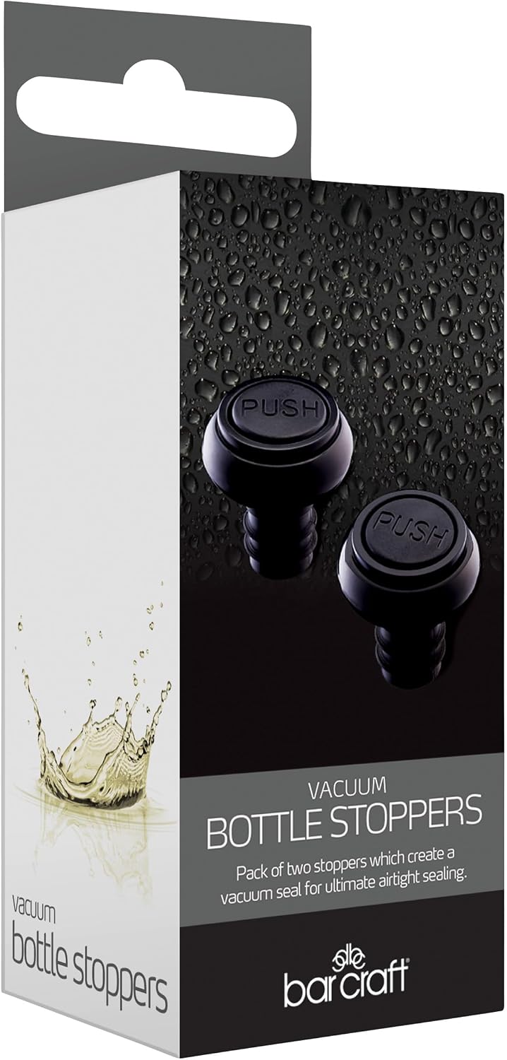 BarCraft Wine Vacuum Pump and Bottle Stoppers Set in Gift Box, 3 Pieces