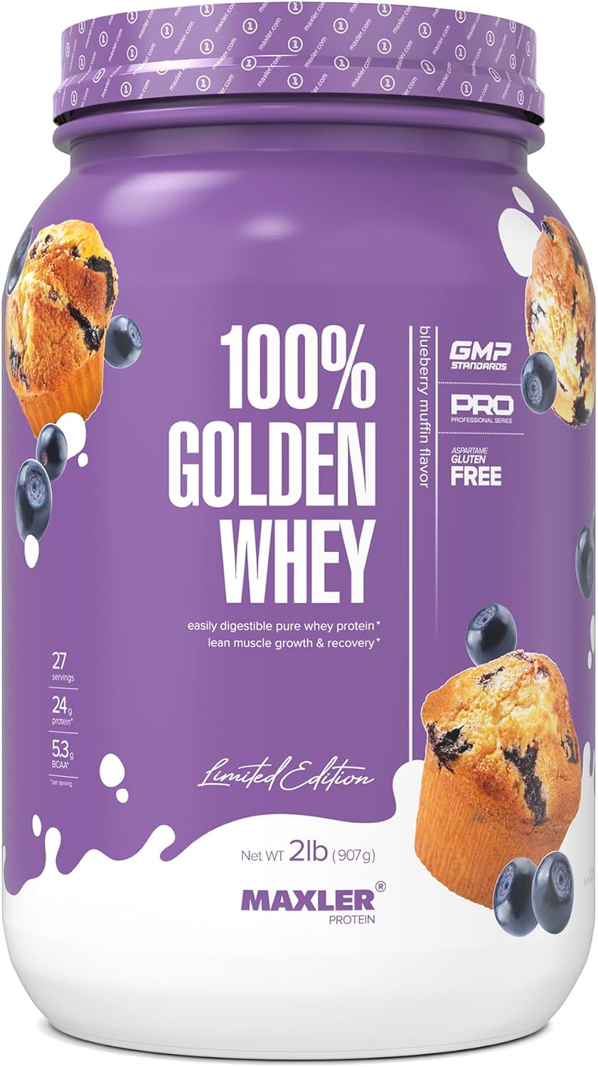 100% Golden Whey Protein - 24g of Protein per Serving - Whey Protein Powder for Pre Post Workout - Fast-Absorbing Whey Concentrate, Isolate & Hydrolysate Blend - Vanilla Ice Cream 2 lb