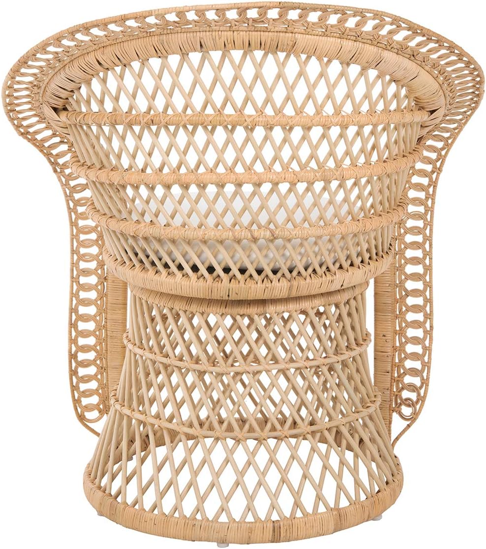 Kouboo Rattan Armchair – Natural Peacock Style Lounge & Dining Chair – Boho Patio Furniture, Indoor Accent Chair for Living Room