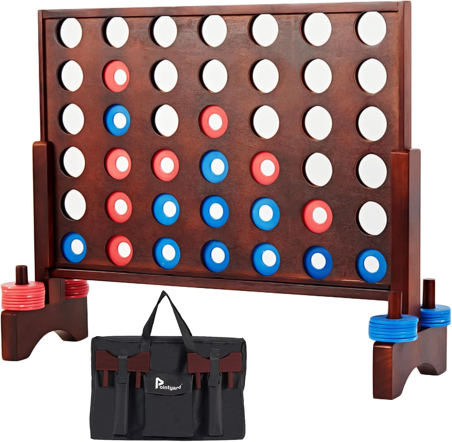 Giant 4 in a Row Game, Wooden 2.8Ft Outdoor Yard Game for Family