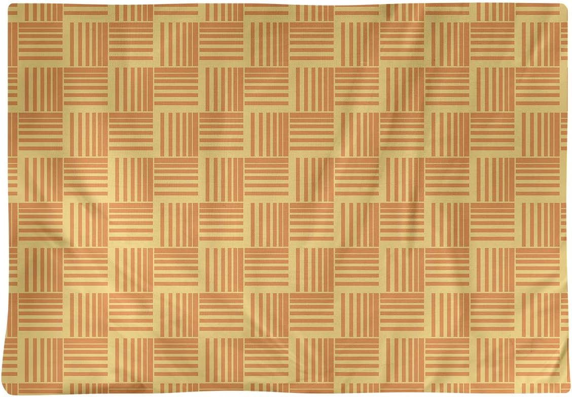 Dana Strider Two Color Basketweave Stripes Table Placemat, 18 x 14, Yellow & Orange