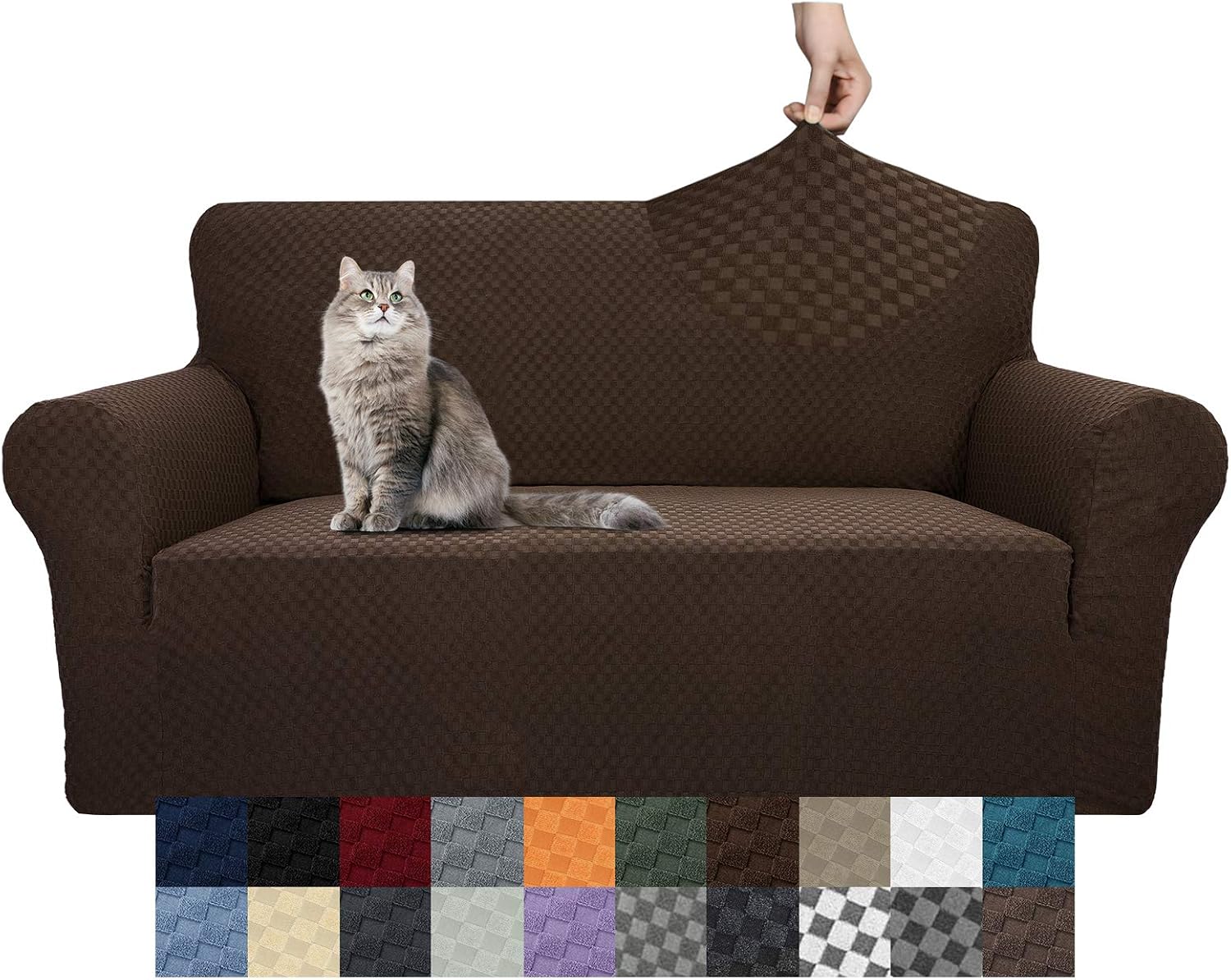 YEMYHOM Couch Cover Latest Jacquard Design High Stretch Sofa Covers for 2 Cushion Couch