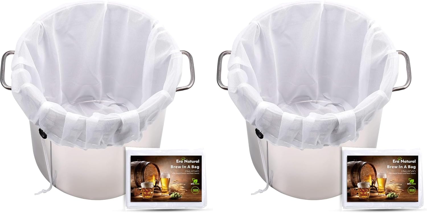 Brew Bags Reusable 3 Pack, Extra Large 26"x22" Fine Mesh Strainer Bag for Home Brewing Hops Grains Wine Beer Making Drawstring Straining Brew in a Bag