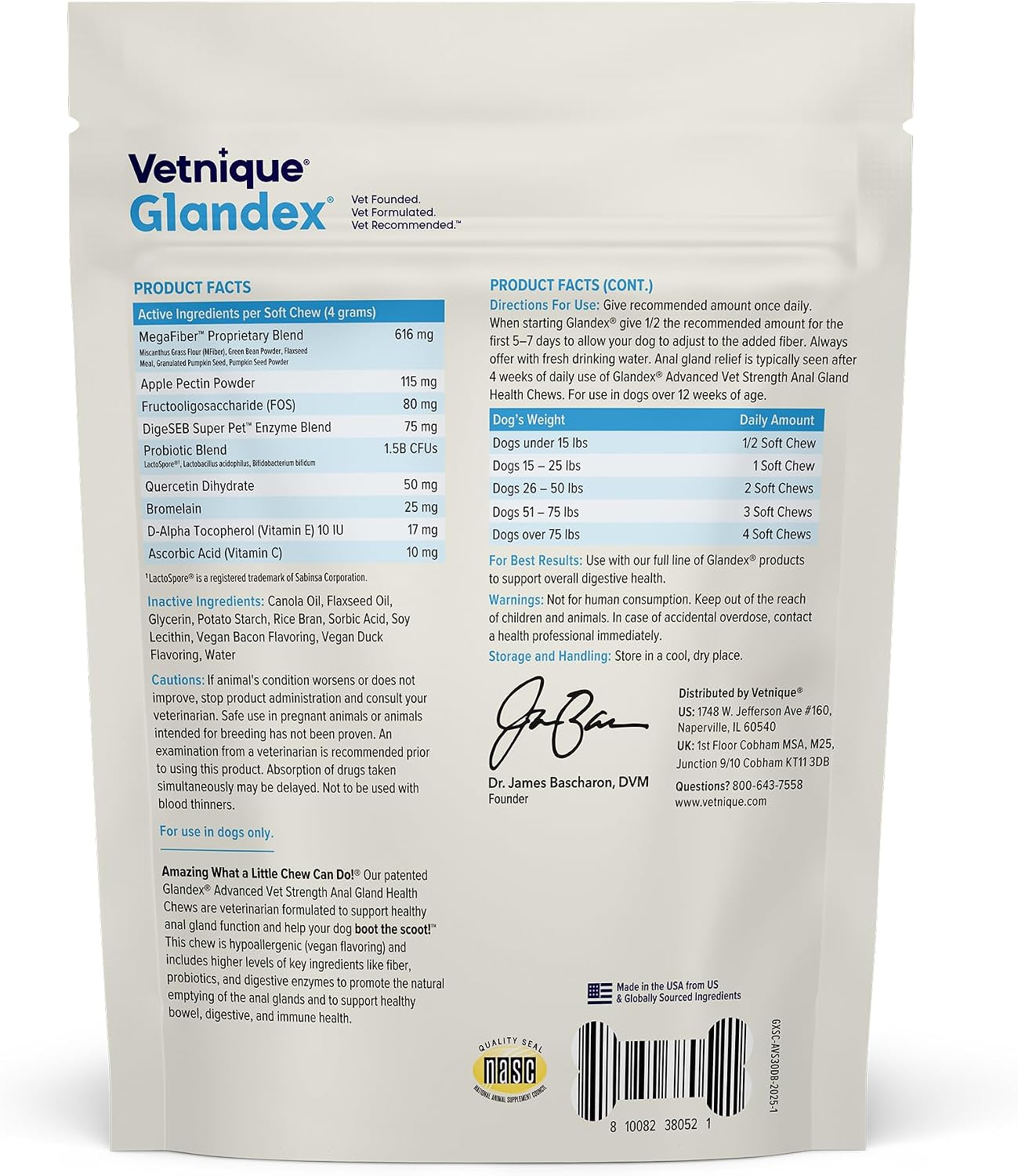 Vetnique Glandex for Dogs Anal Gland Chews 30ct, Pumpkin, Digestive Enzymes | Anal Gland Dog Treats, Boot the Scoot + Fishy Odor Support, Fiber, Probiotics, Quercetin + Apple Pectin, Peanut Butter