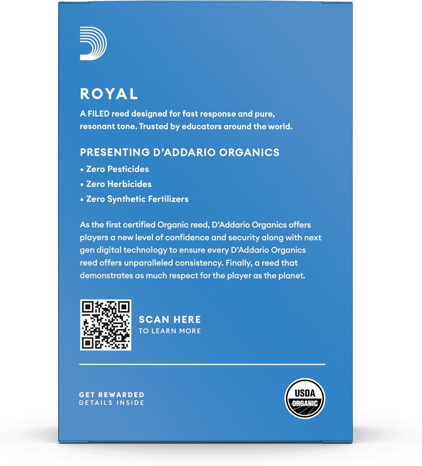 D'Addario Organics Royal Alto Saxophone Reeds Strength 3.5, 10-Pack