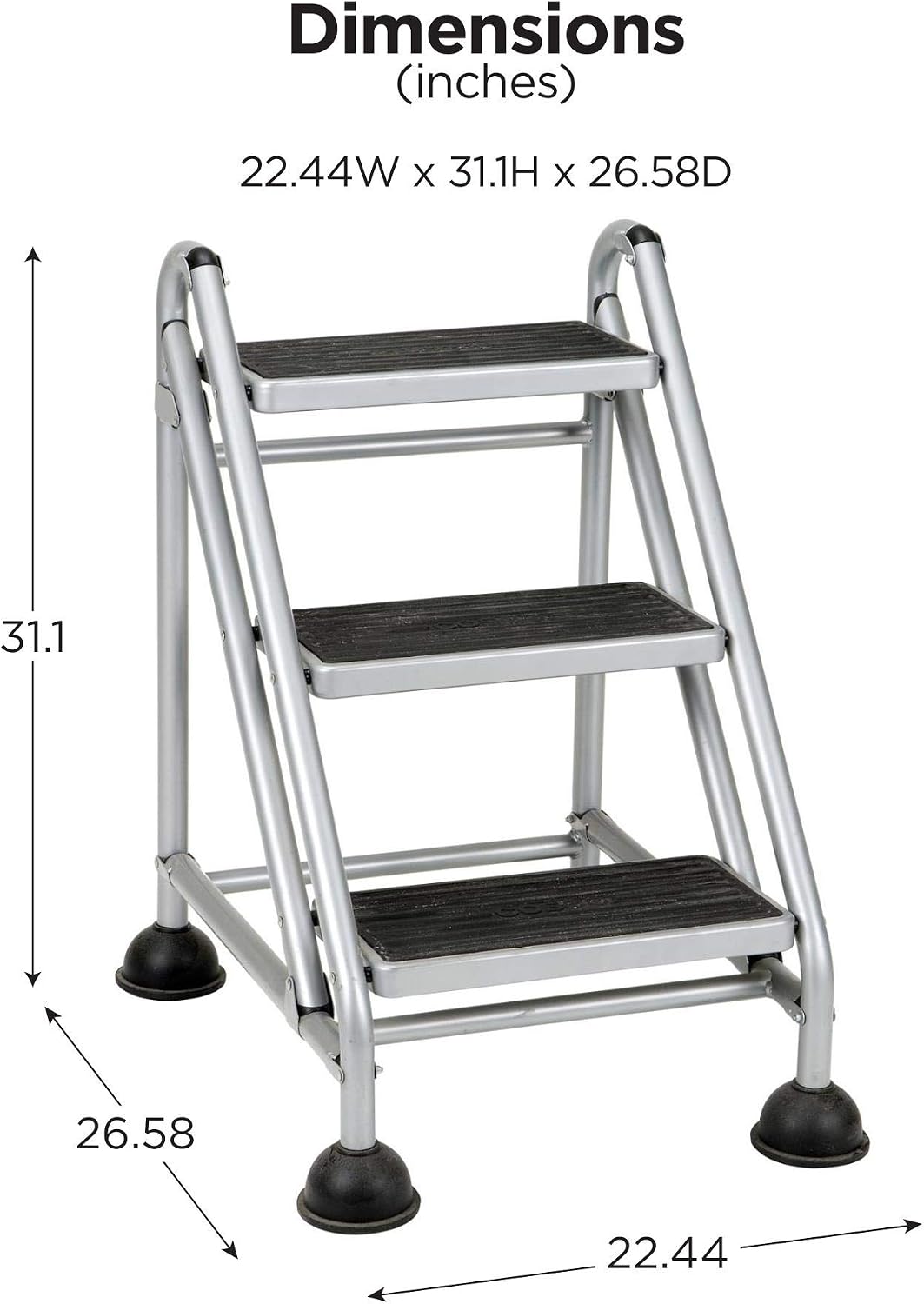 Cosco 3-Step Rolling Step Ladder, Grey