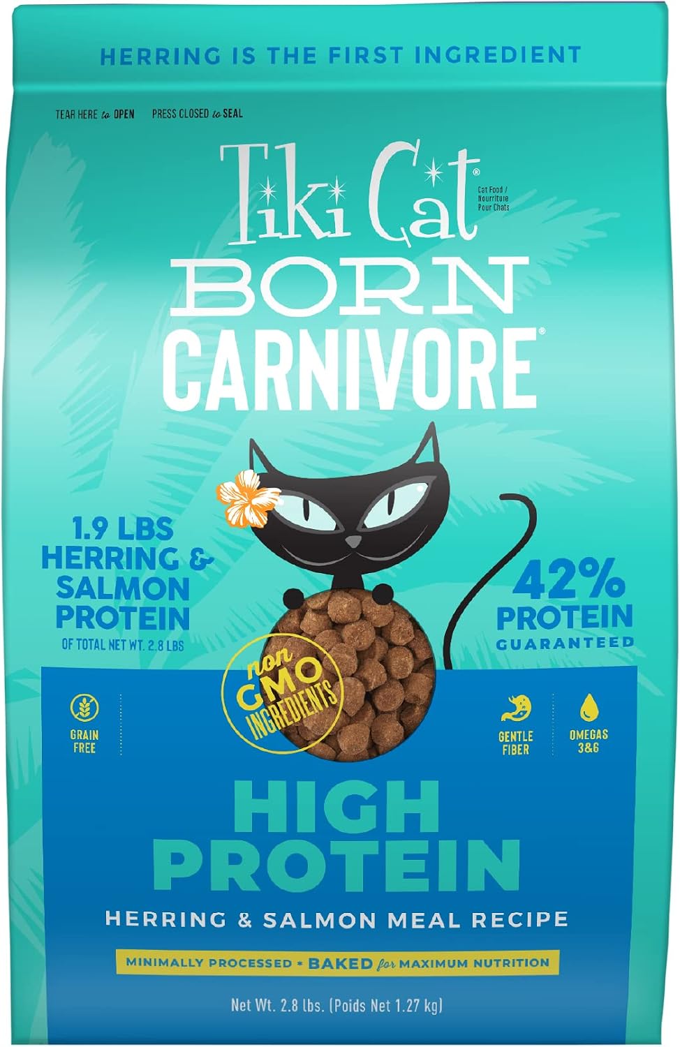 Tiki Cat Born Carnivore Dry Cat Food, Deboned Chicken & Egg, 2.8 lbs. Bag