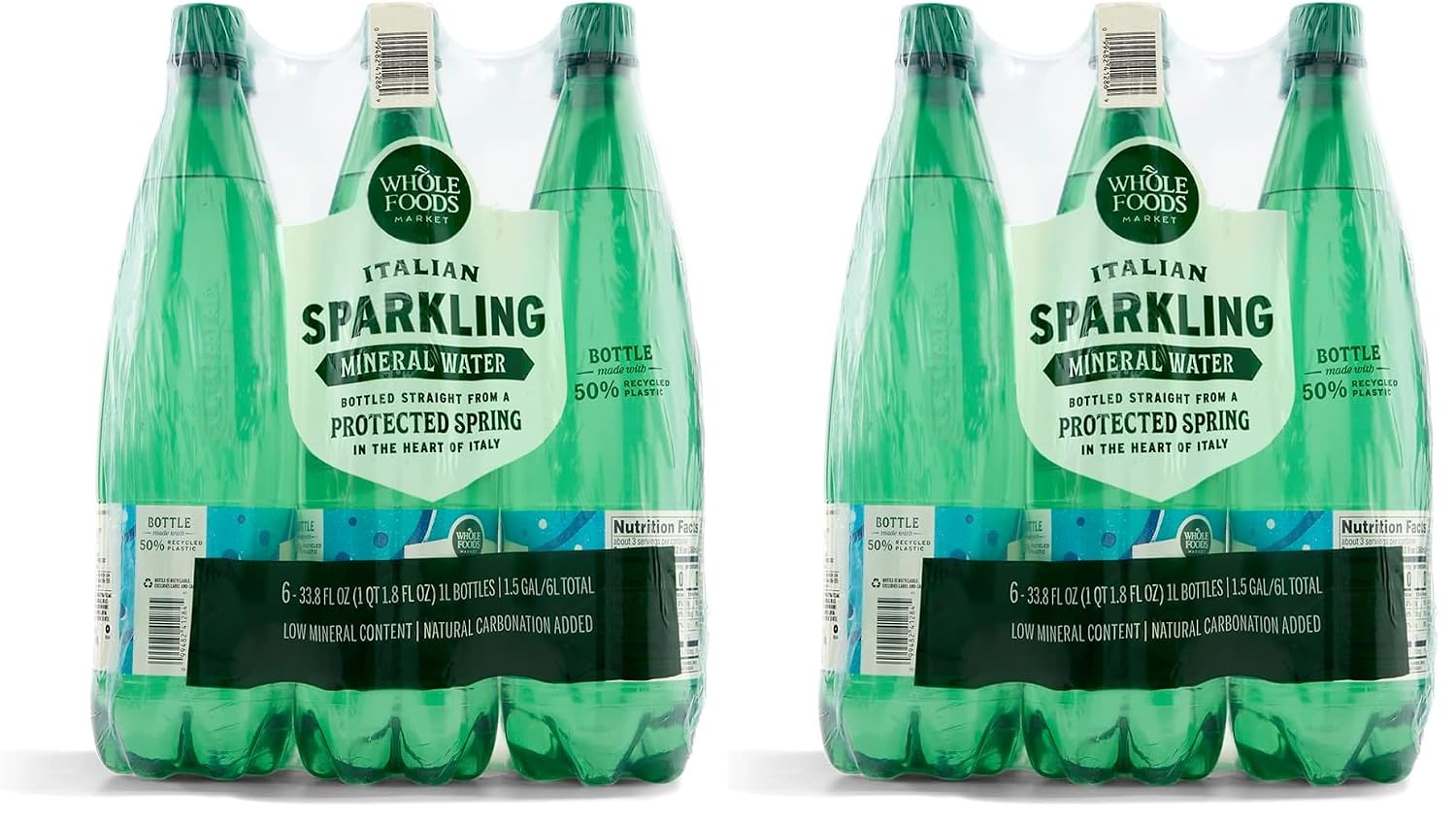 Whole Foods Market, Lemon Sparkling Mineral Water, 16.9 Fl Oz, 6 Count