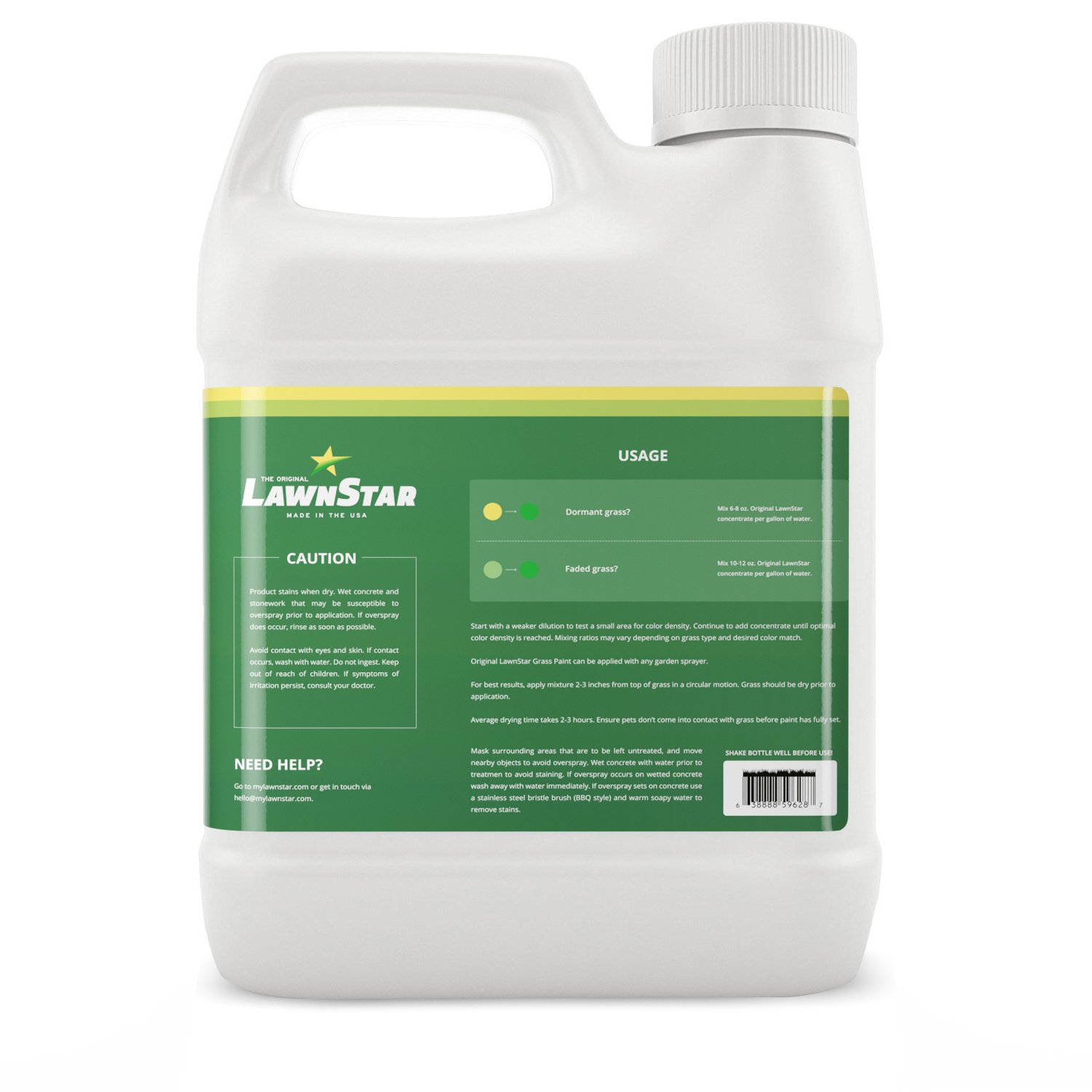 Grass Paint Concentrate (500-1,000 sq ft) - for Dormant, Patchy or Faded Lawn - Lush Green Turf Colorant (32 fl oz)