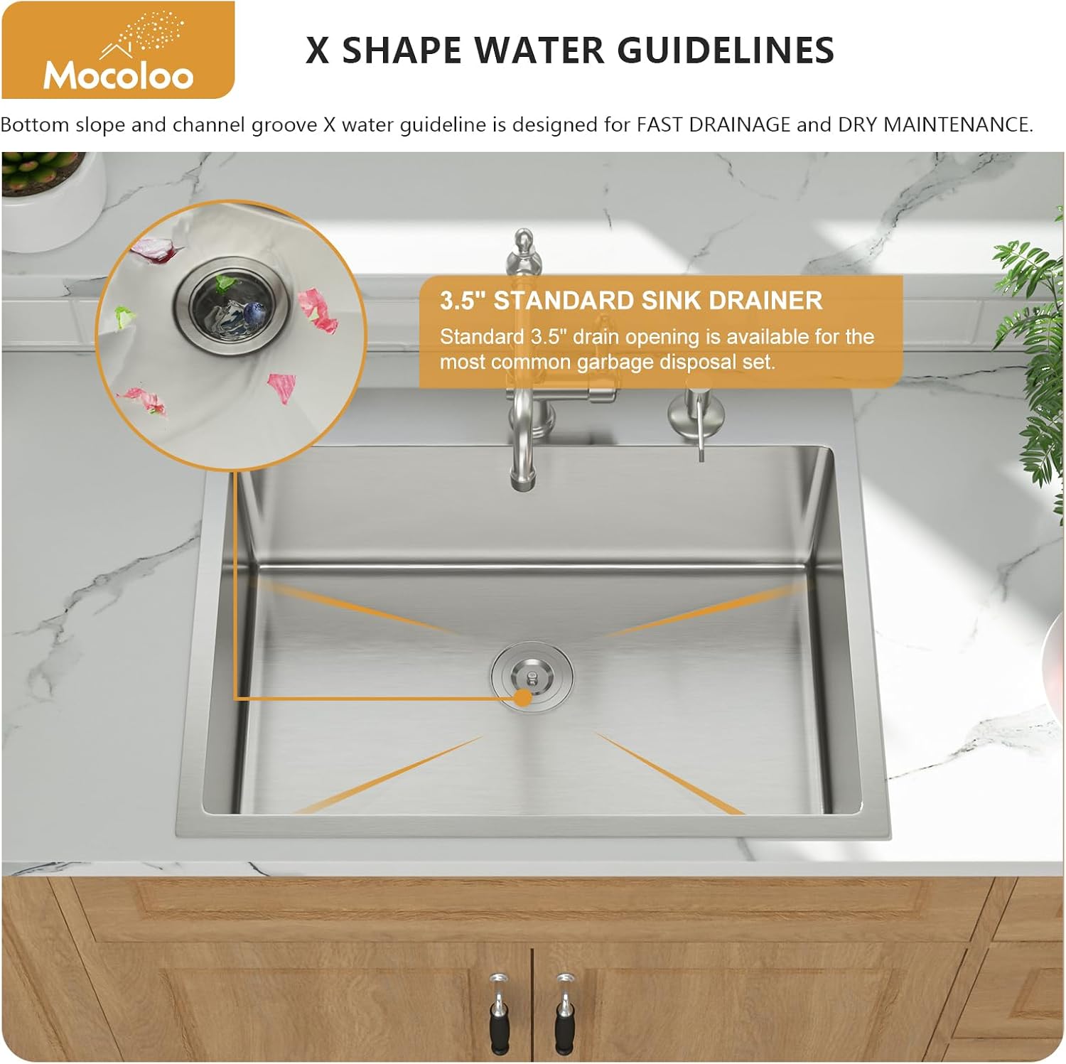 Mocoloo 13 Inch Drop in Bar Sink - 13" x 15" Small Kitchen Sink T304 Stainless Steel Handmade Single Bowl Round Corner Topmount Wet Bar Sink for